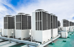 Row of Air Conditioning Units On Rooftop